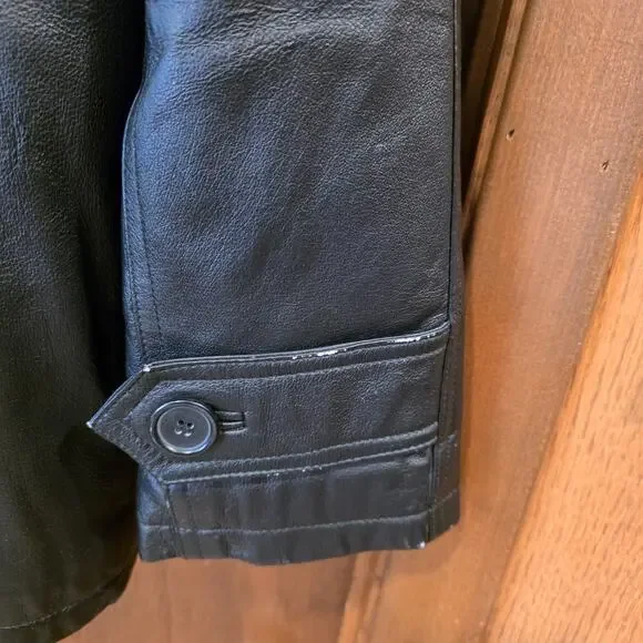 EUC Outdoor Exchange Mens L Black Leather Coat Vintage